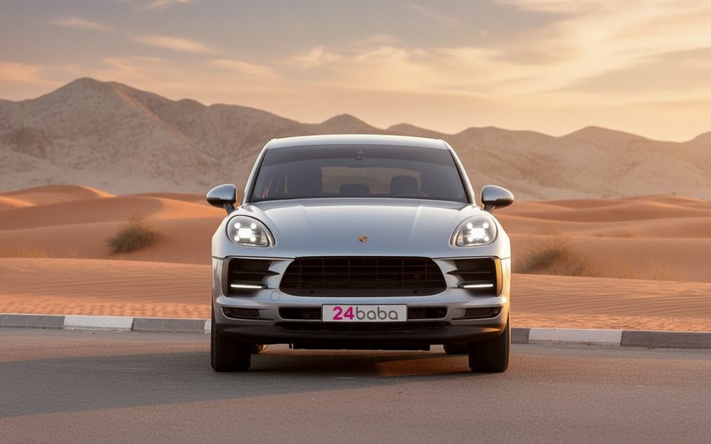 Porsche Macan 2020 Silver front view with headlights