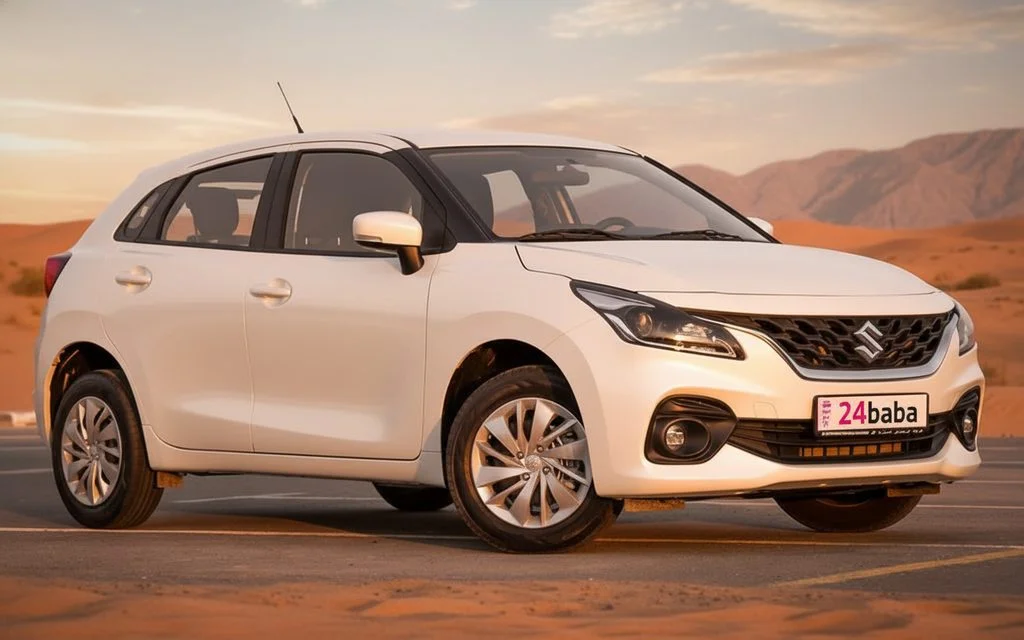 Suzuki Baleno 2025 White front view with headlights