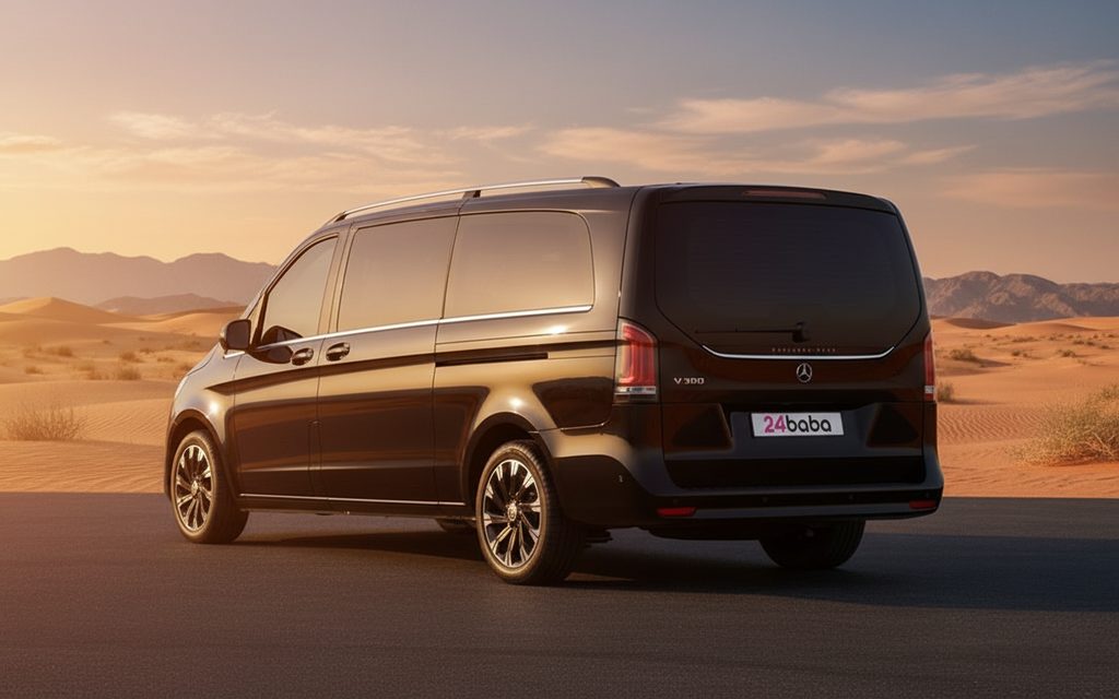 Mercedes V Class 2025 Black rear view showing taillights