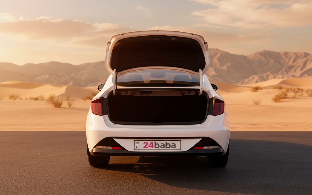 Hyundai Sonata 2021 White rear view showing taillights – rental in Dubai