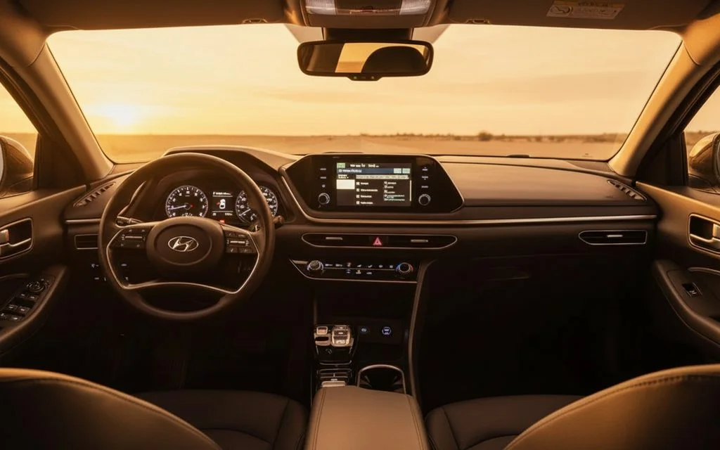 Hyundai Sonata 2021 interior view showing trim – rental in Dubai