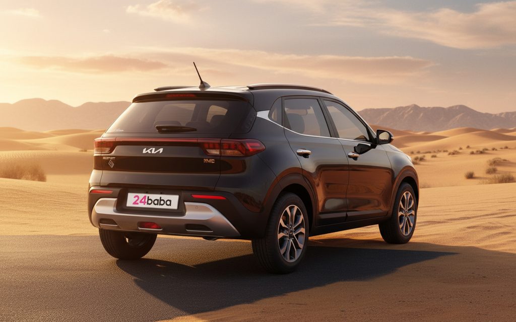 Kia Sonet 2023 Black rear view showing taillights