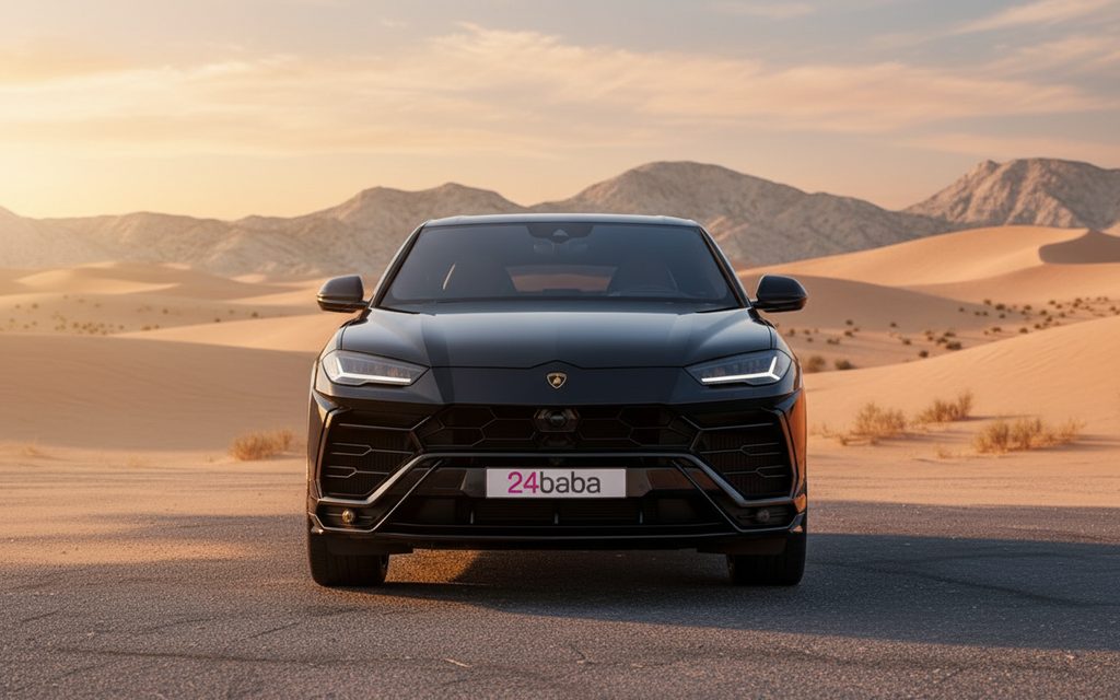 Lamborghini Urus 2022 Black front view with headlights