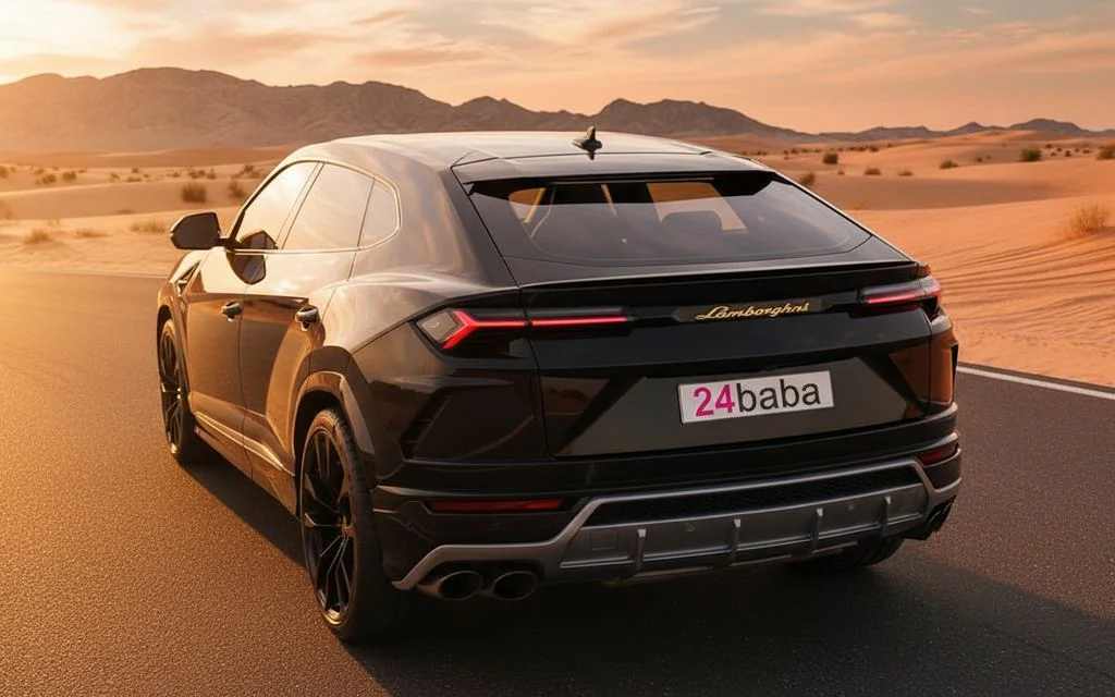 Lamborghini Urus 2022 Black rear view showing taillights