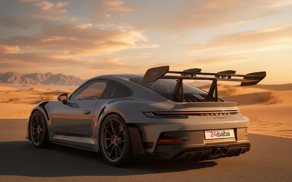 Porsche 911 2024 Grey rear view showing taillights