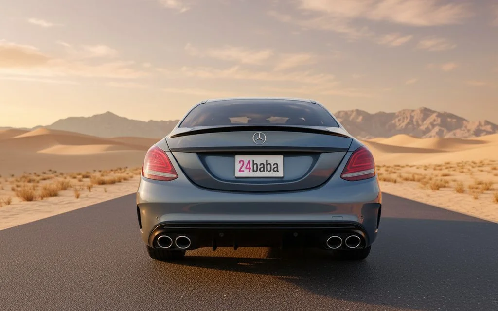 Mercedes C300 2020 Blue rear view showing taillights