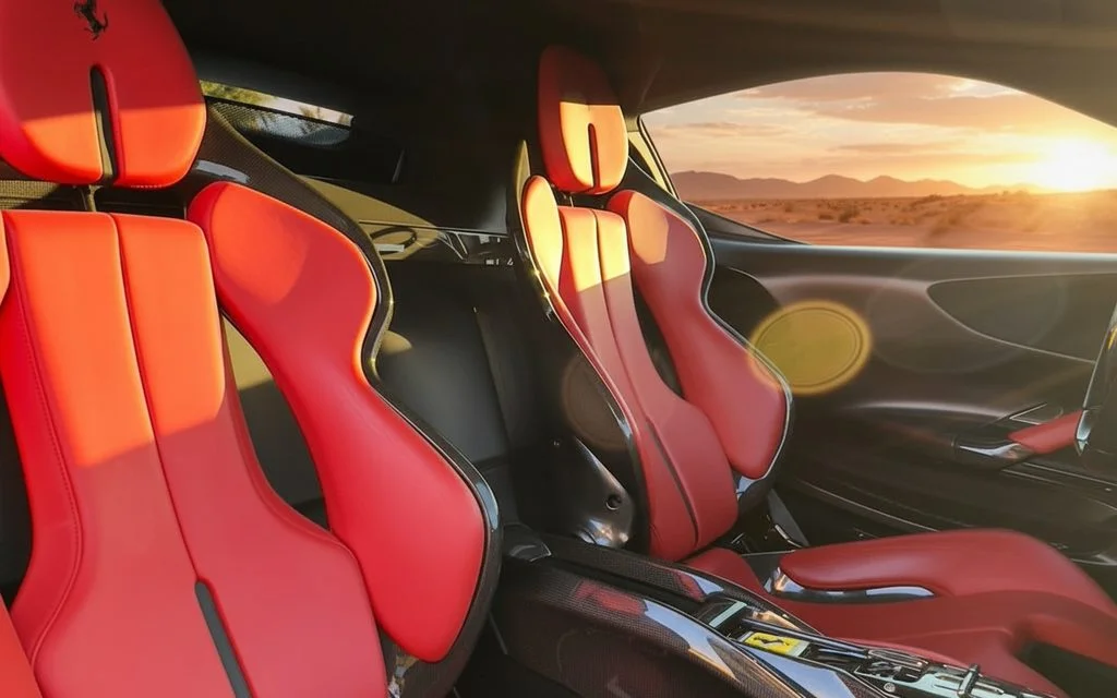 Ferrari Sf 90 2021 leather seats and cabin – rental in Dubai