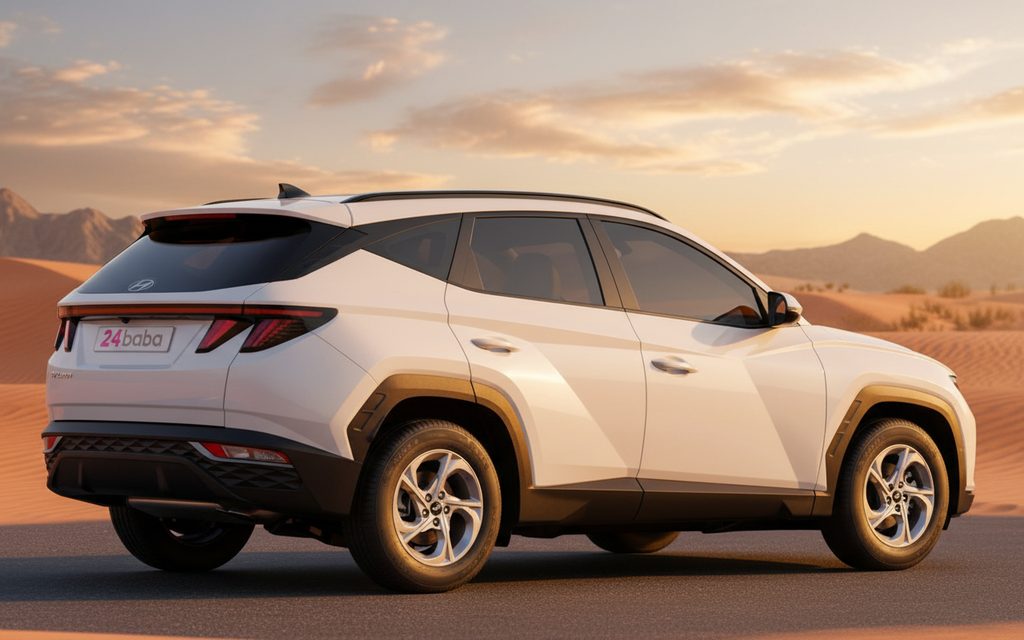 Hyundai Tucson 2023 White rear view showing taillights