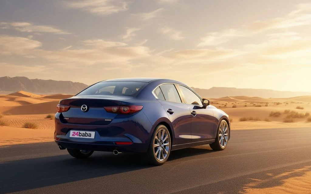 Mazda 3 2026 Blue rear view showing taillights
