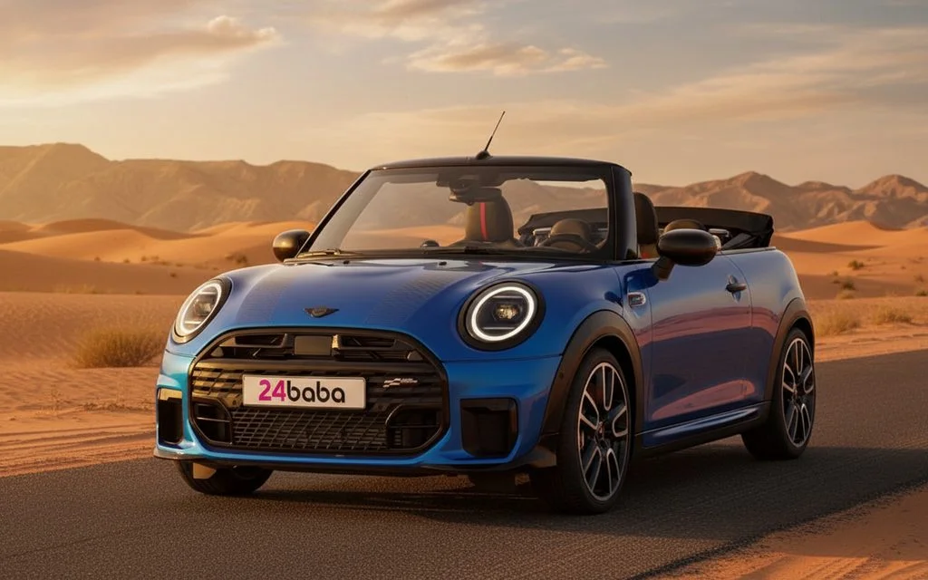 Mini Cooper 2025 Blue front view with headlights