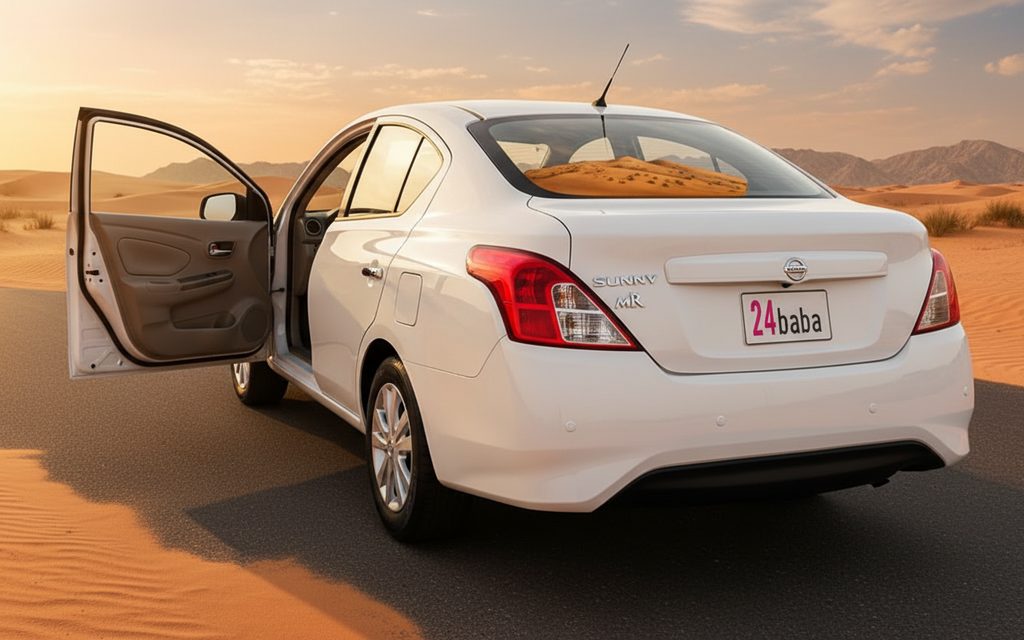 Nissan Sunny 2024 White rear view showing taillights