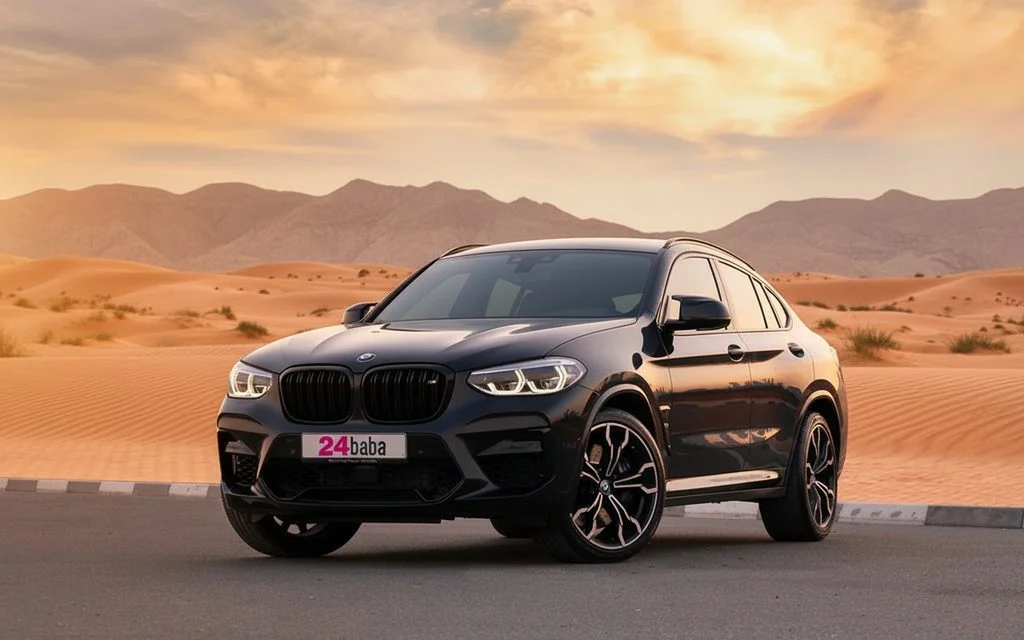 Bmw X4M 2020 Black front view with headlights