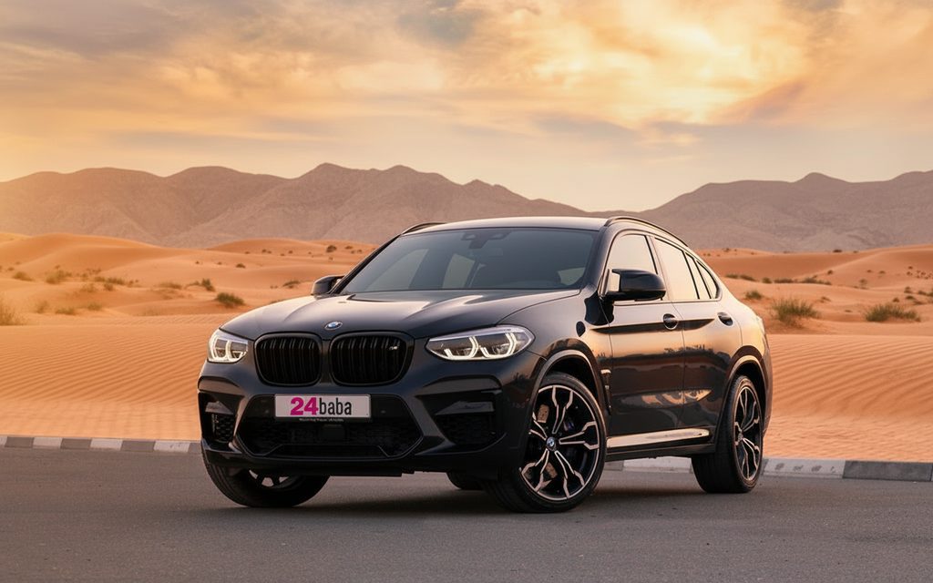 Bmw X4M 2020 Black front view with headlights