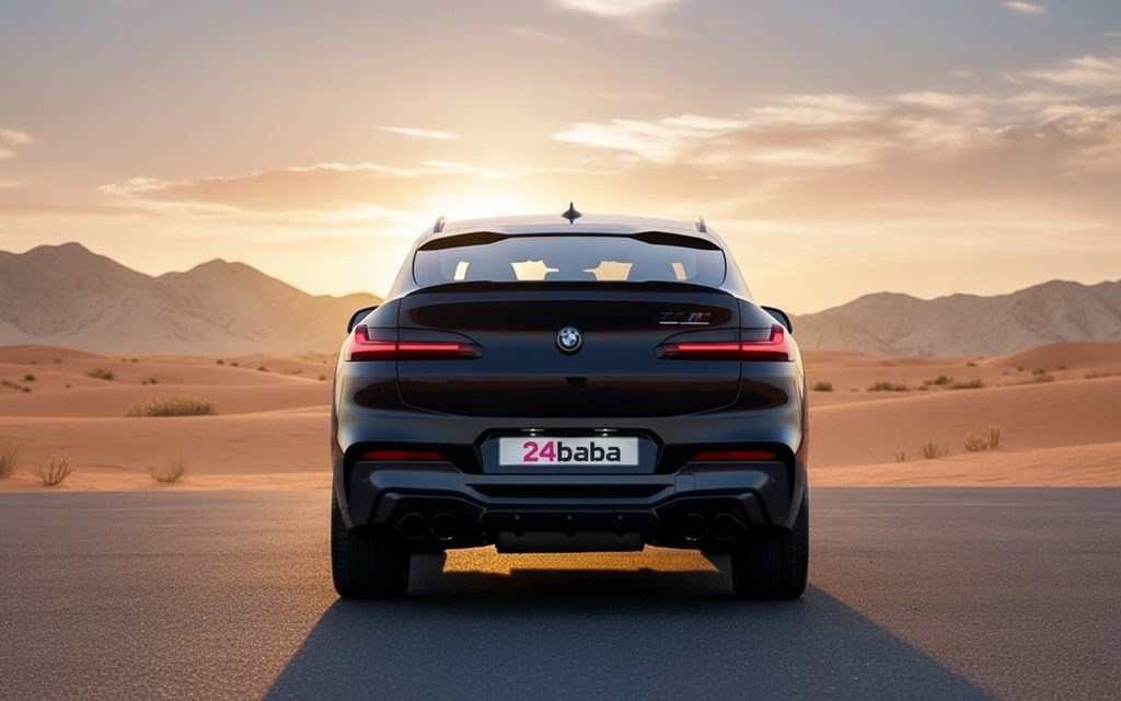 Bmw X4M 2020 Black rear view showing taillights
