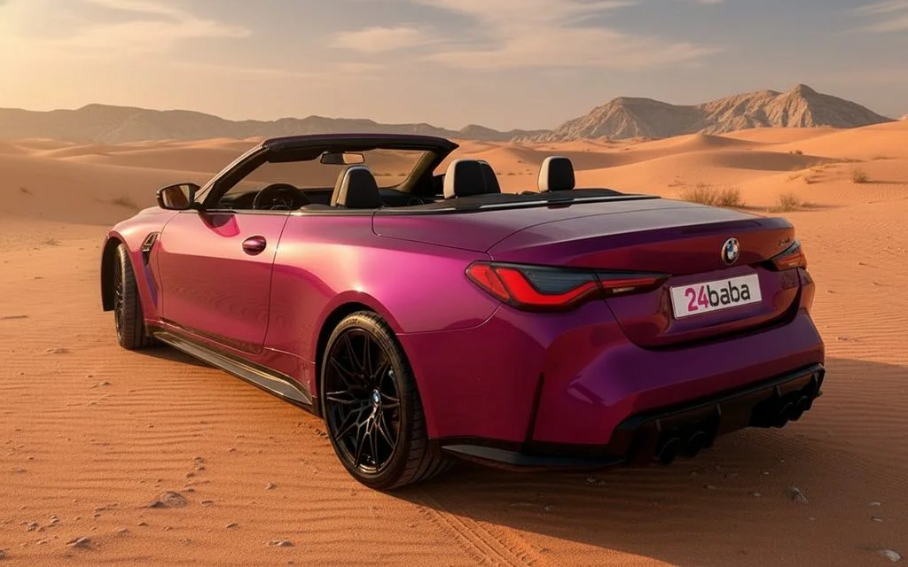 Bmw M4 2024 Purple rear view showing taillights