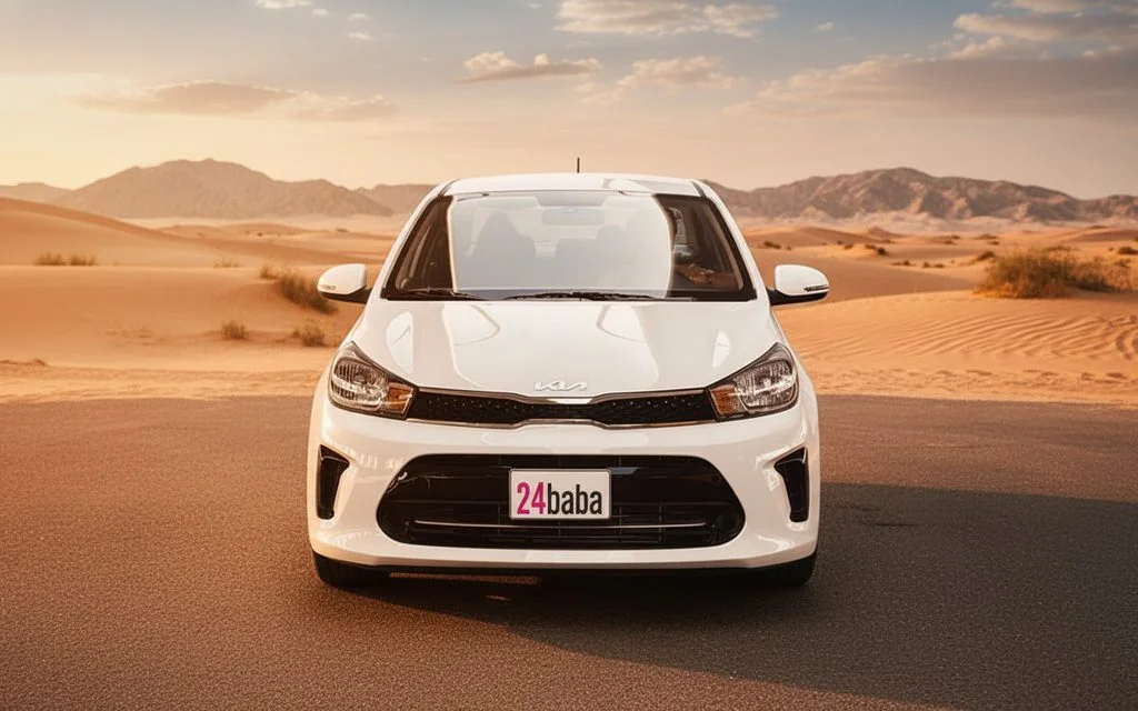 Kia Pegas 2024 White front view with headlights