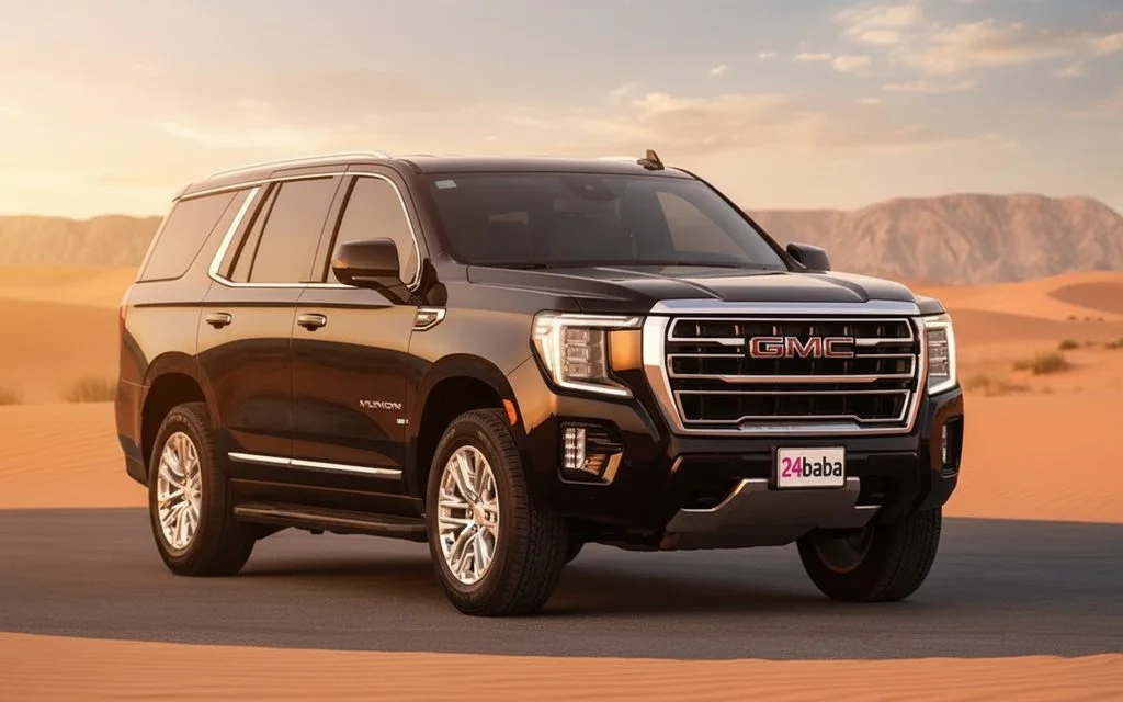 Gmc Yukon 2024 Black front view with headlights