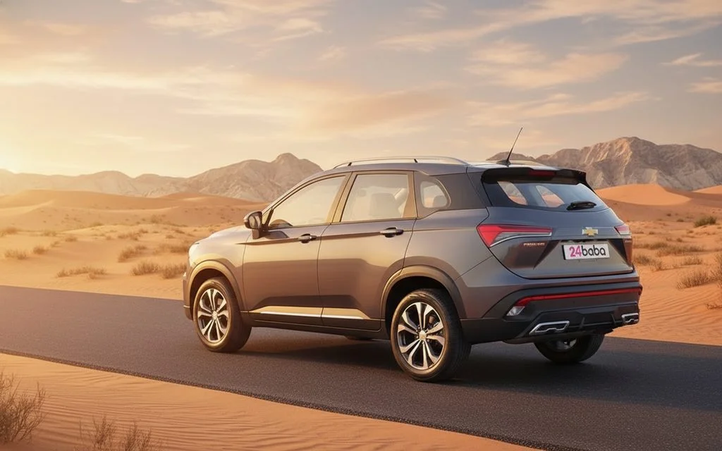 Chevrolet Captiva 2024 Grey rear view showing taillights – rental in Dubai