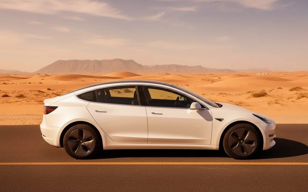 Tesla Model3 2020 White side profile