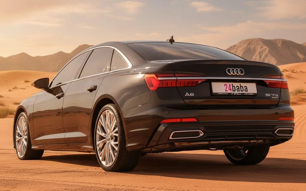 Audi A6 2025 Black rear view showing taillights