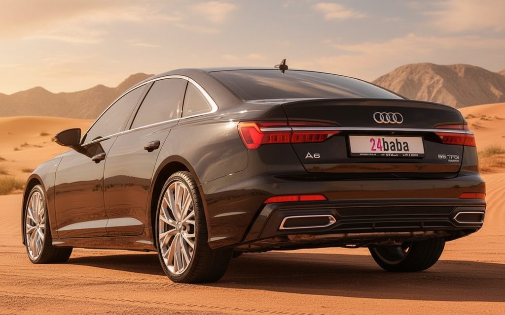 Audi A6 2025 Black rear view showing taillights