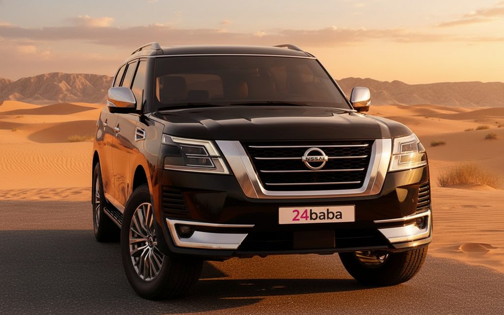 Nissan Patrol 2022 Black front view with headlights