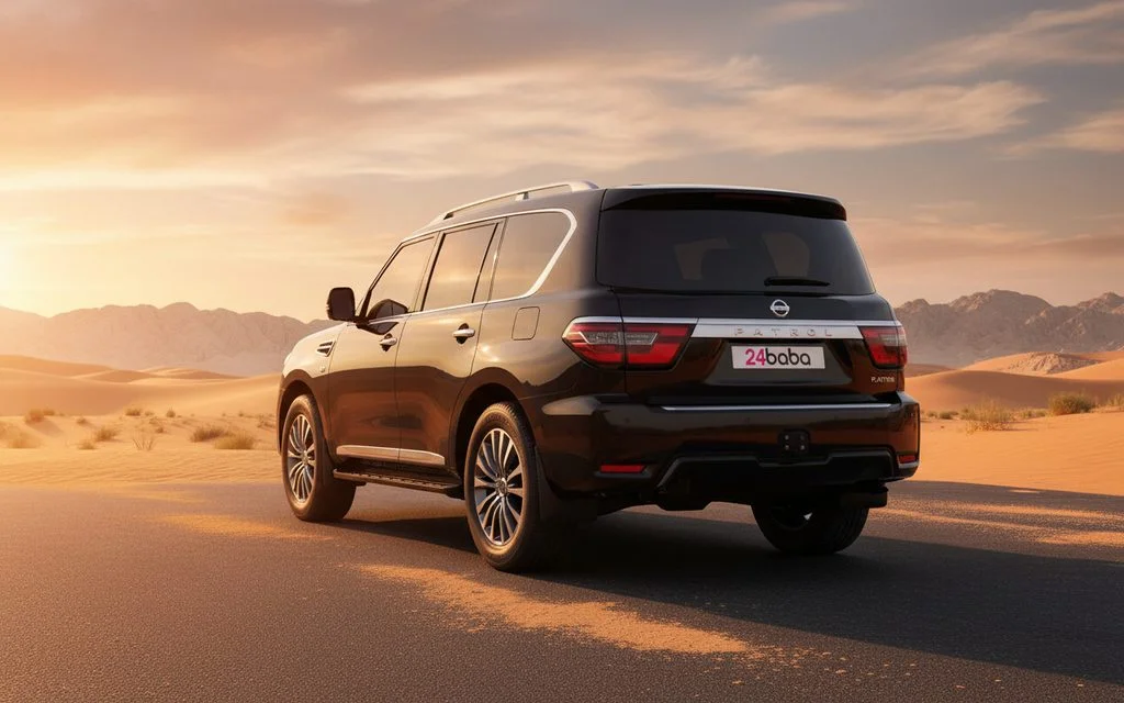 Nissan Patrol 2022 Black rear view showing taillights