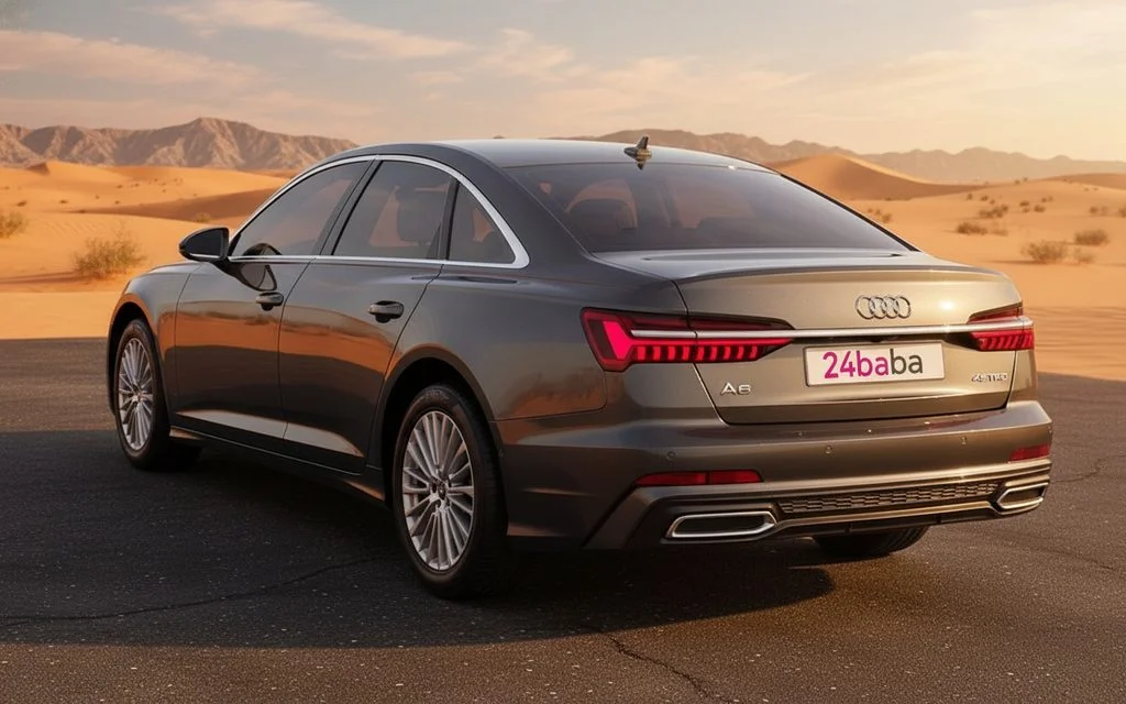 Audi A6 2023 Grey rear view showing taillights