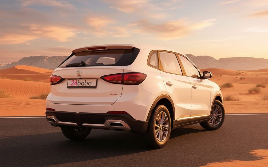 Mg Zs 2025 White rear view showing taillights