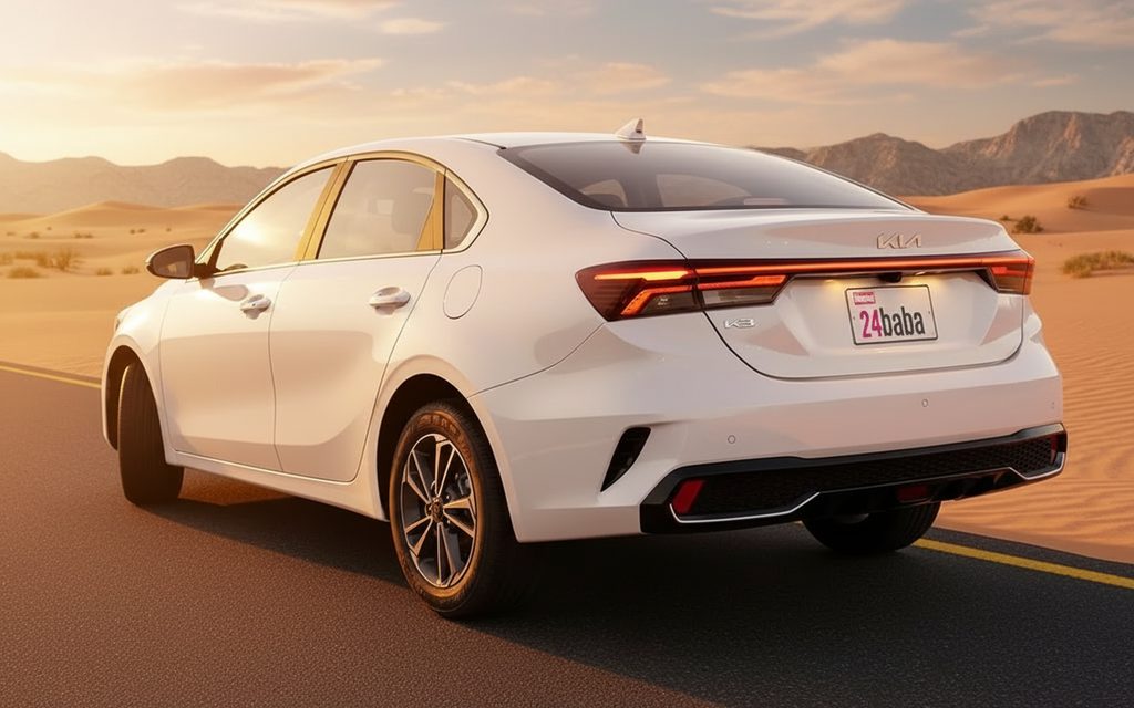 Kia K3 2025 White rear view showing taillights