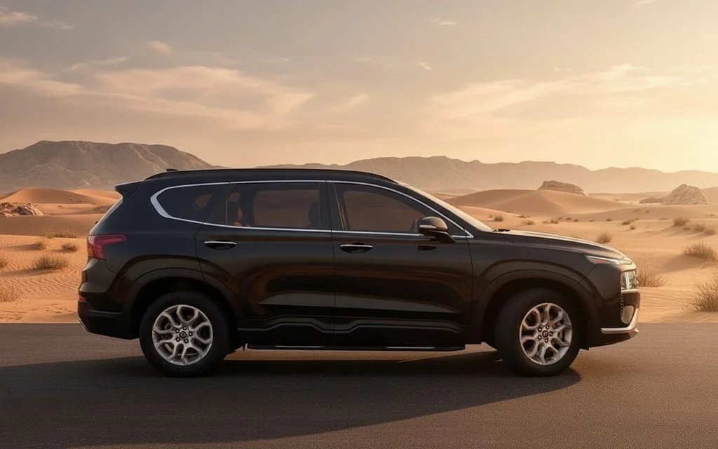 Hyundai SantaFe 2022 Black side profile – rental in Dubai