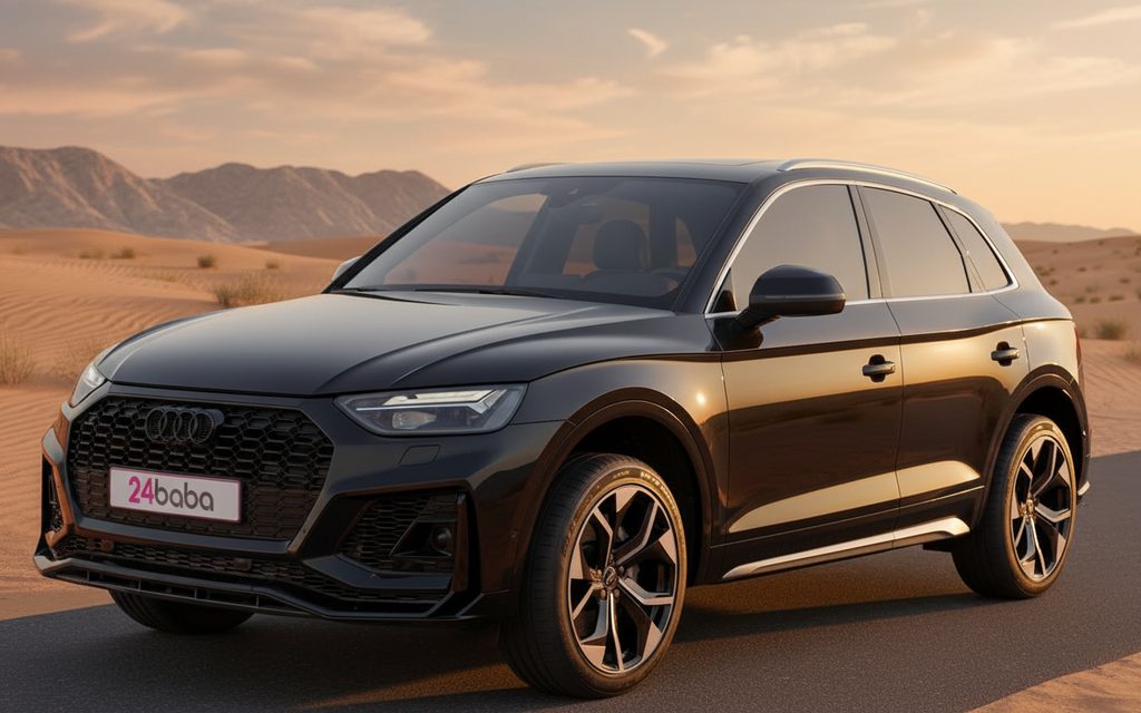 Audi Q5 2023 Black front view with headlights