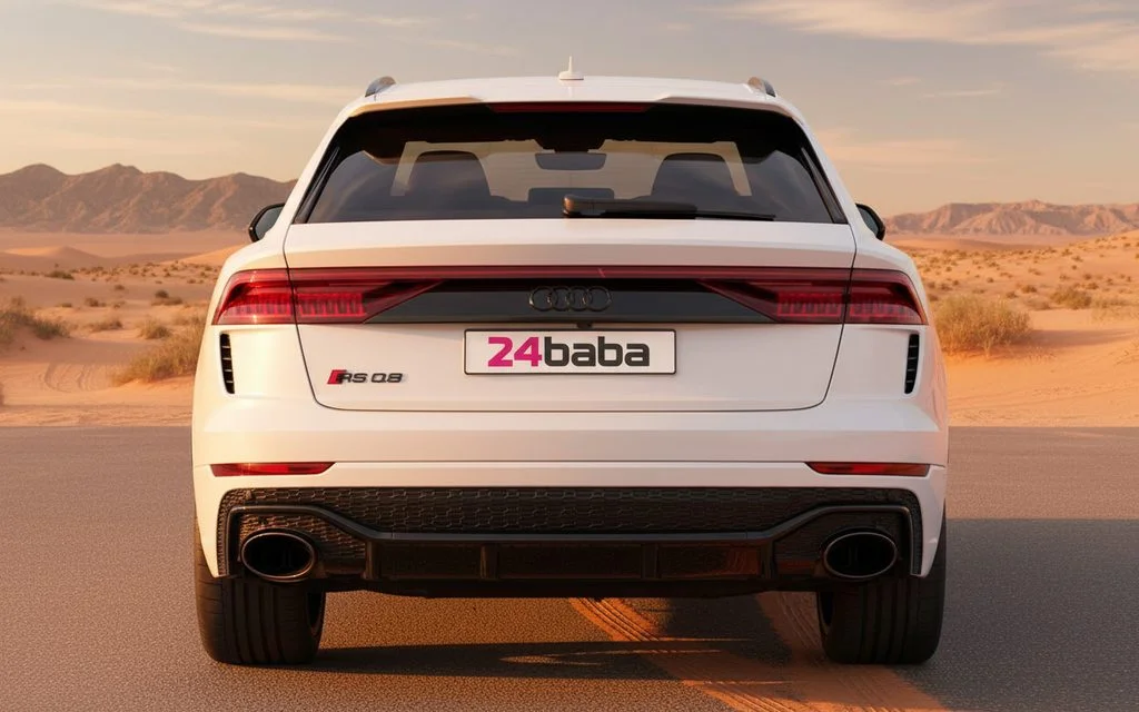 Audi RsQ8 2022 White rear view showing taillights