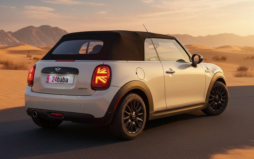 Mini Cooper 2021 White rear view showing taillights