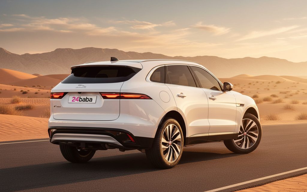 Jaguar E Pace 2022 White rear view showing taillights