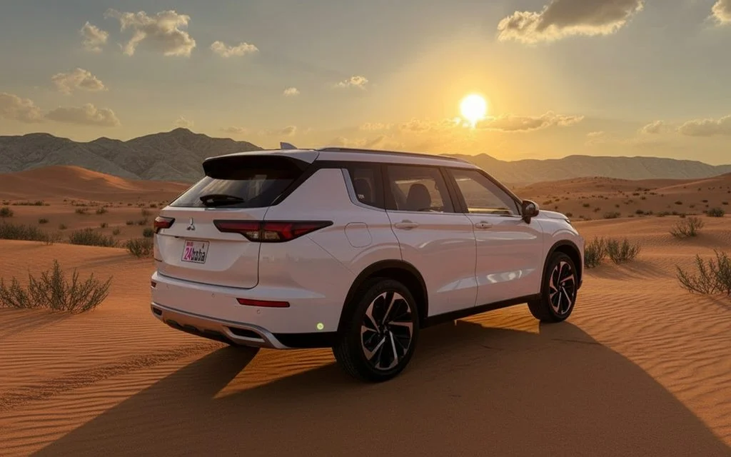 Mitsubishi Outlander 2024 White rear view showing taillights