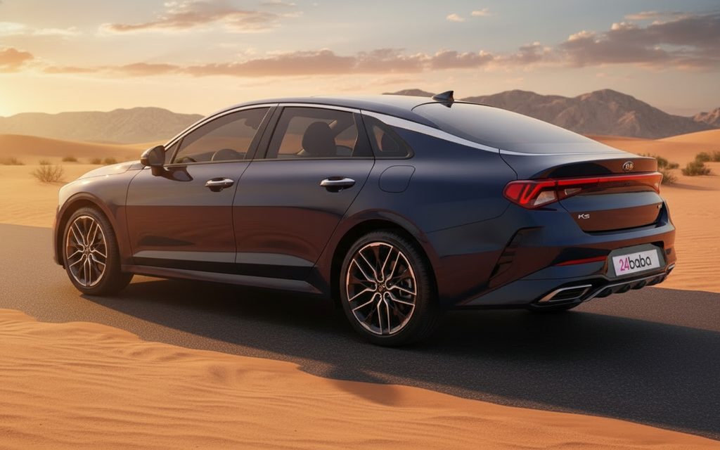 Kia K5 2023 Black rear view showing taillights