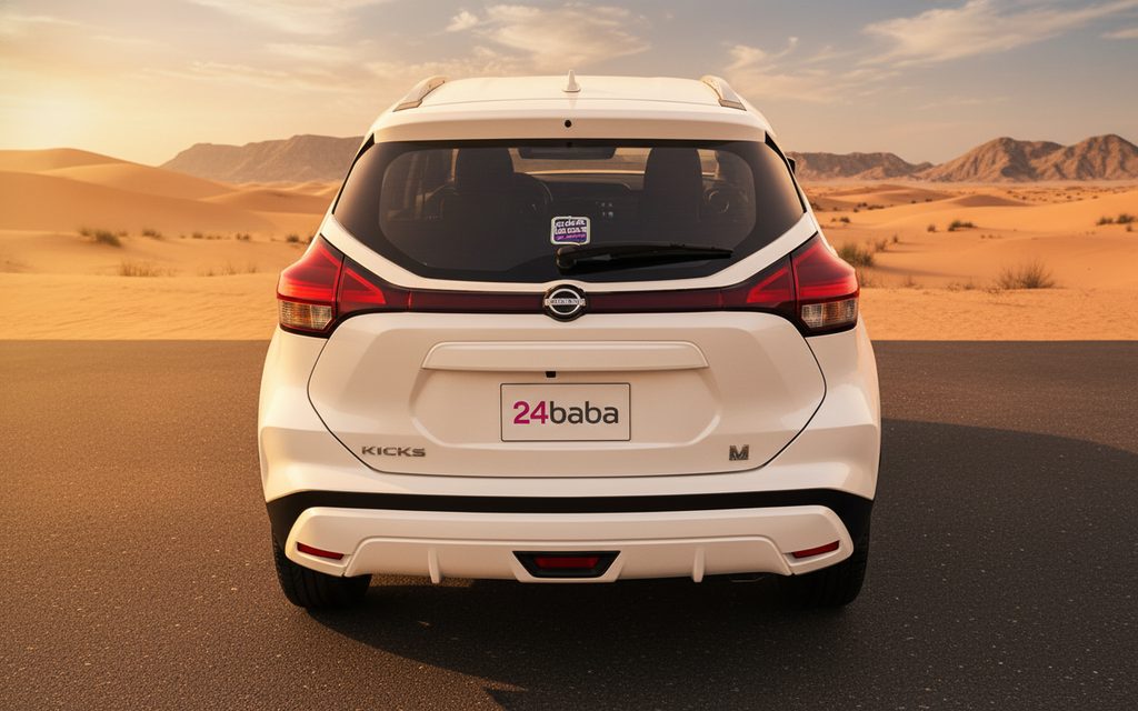 Nissan Kicks 2024 White rear view showing taillights