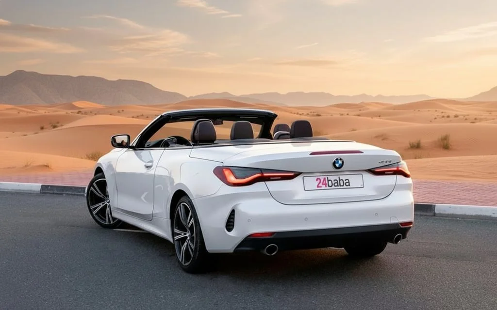 Bmw 430 2023 White rear view showing taillights