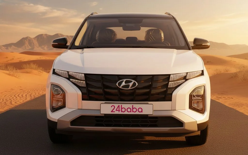 Hyundai Creta 2024 White front view with headlights