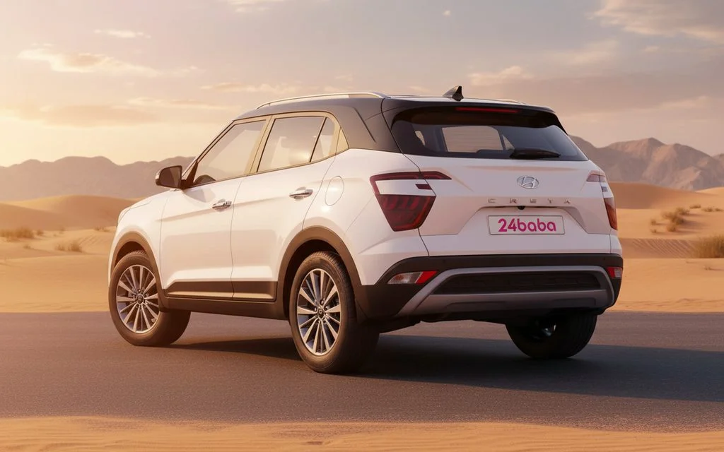 Hyundai Creta 2024 White rear view showing taillights