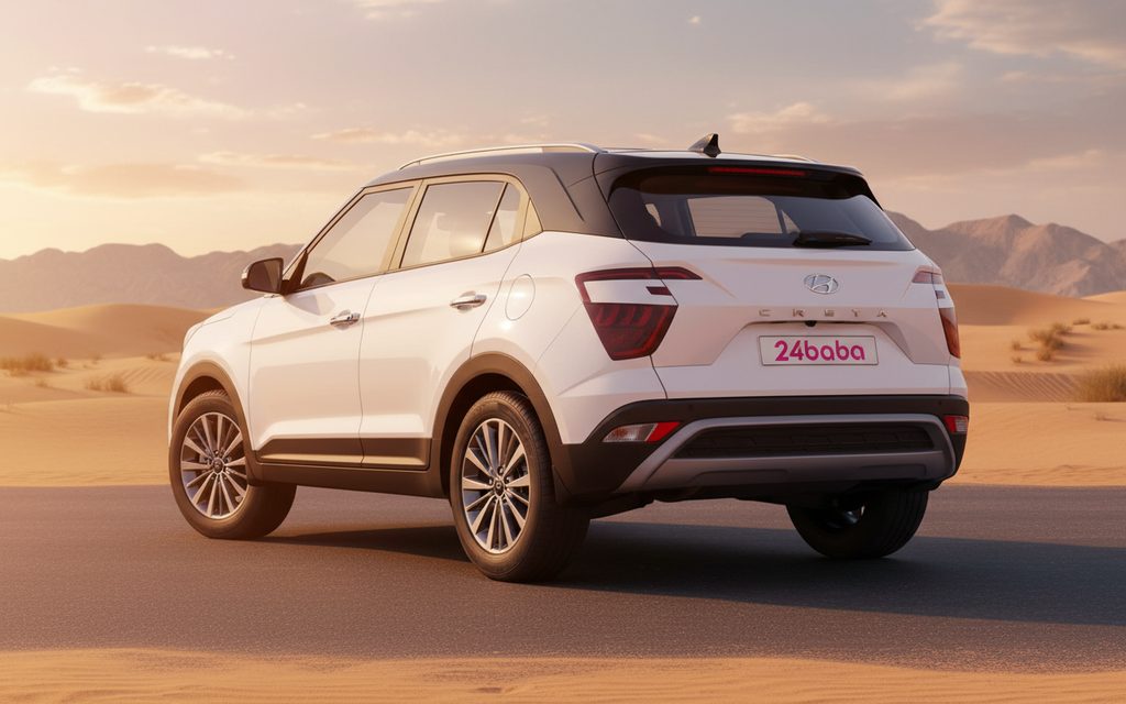 Hyundai Creta 2024 White rear view showing taillights