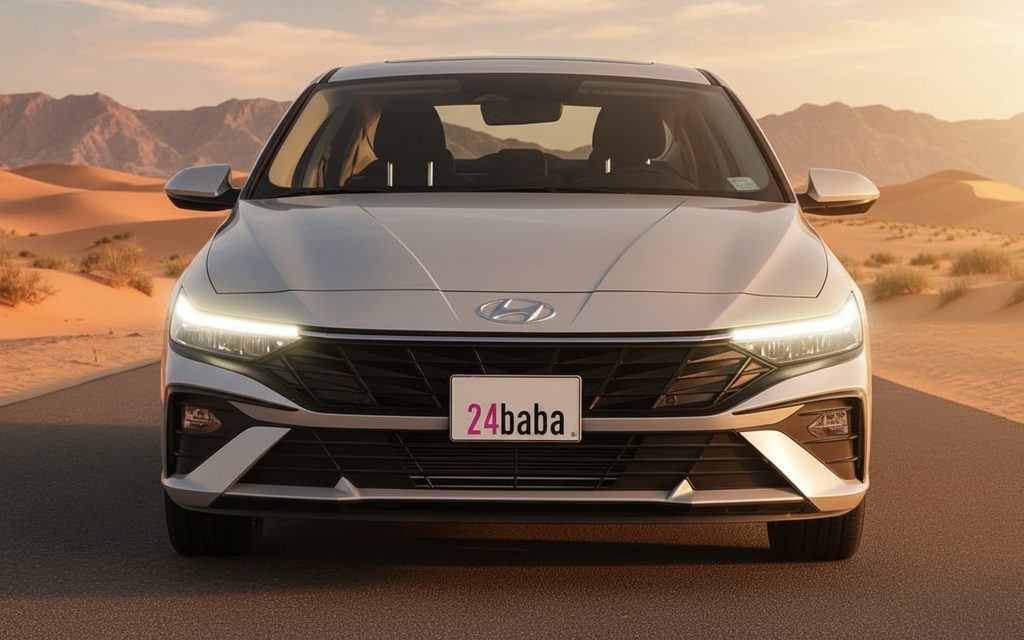 Hyundai Elantra 2024 Grey front view with headlights