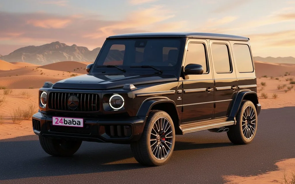 Mercedes G63 2025 Black front view with headlights