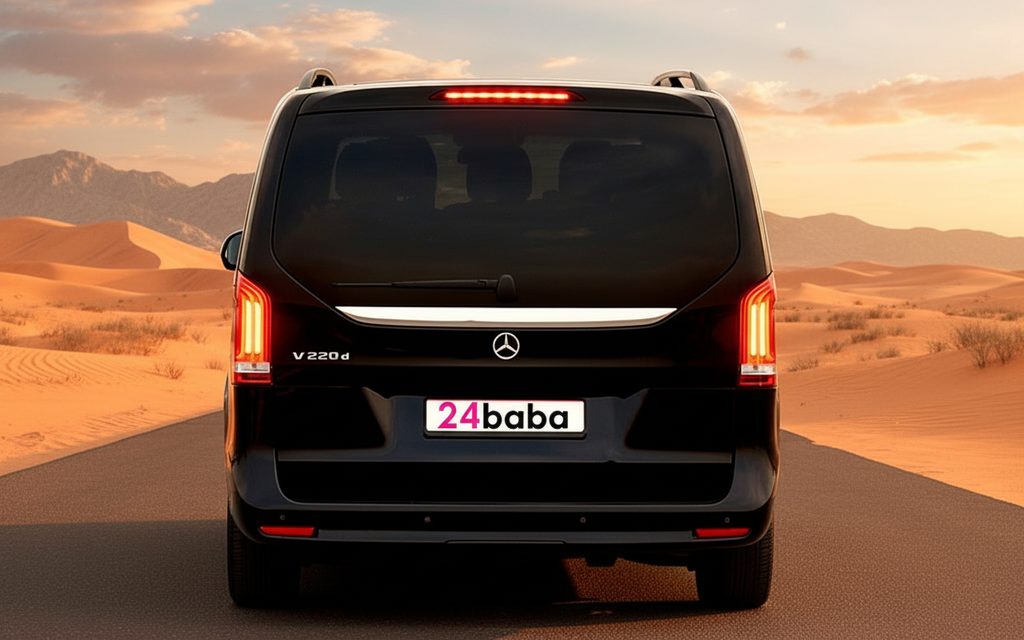 Mercedes V Class 2022 Black rear view showing taillights