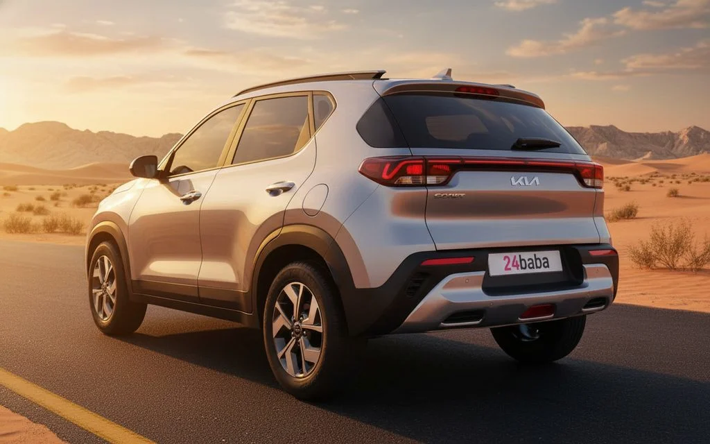 Kia Sonet 2023 Silver rear view showing taillights