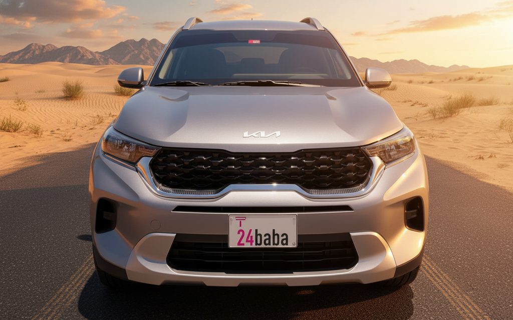 Kia Sonet 2023 Silver front view with headlights