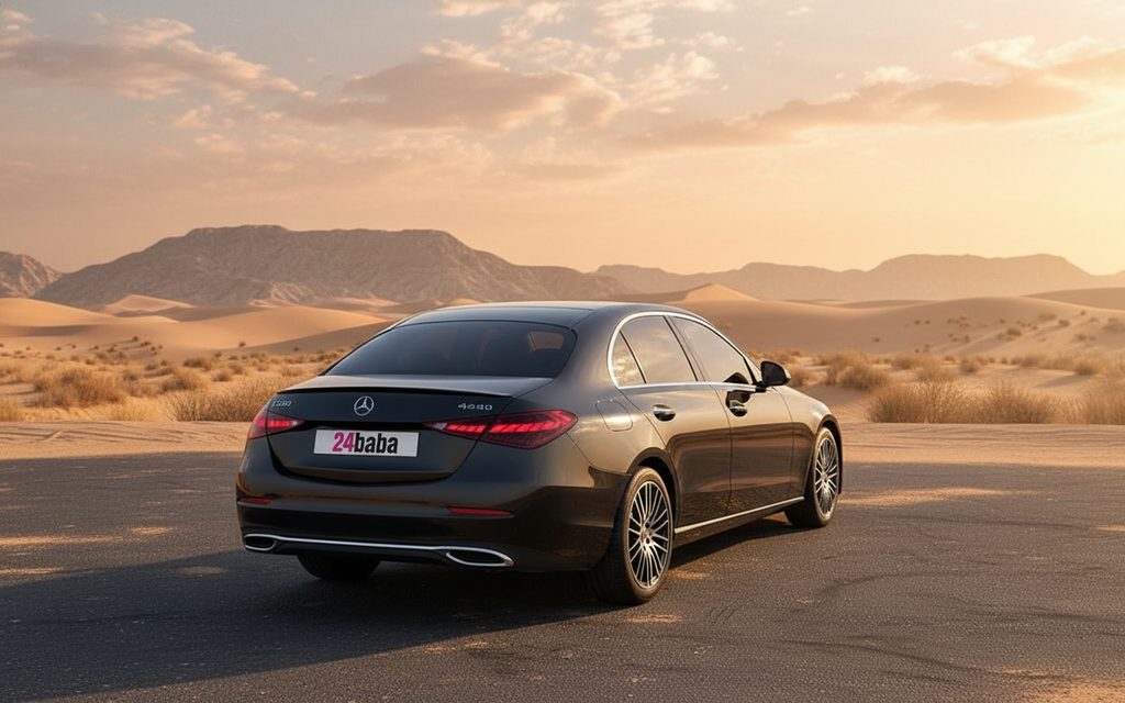 Mercedes C300 2022 Grey rear view showing taillights