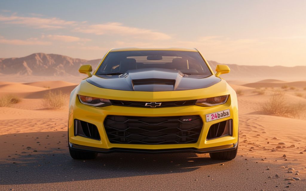 Chevrolet Camaro 2025 Yellow front view with headlights