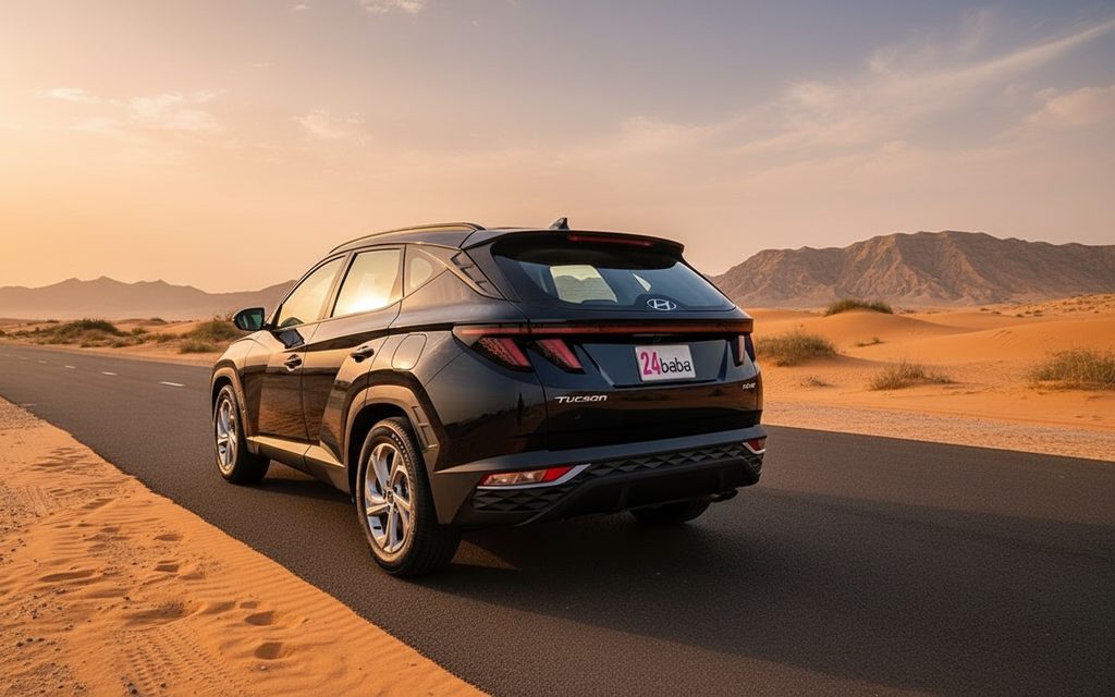 Hyundai Tucson 2022 Black rear view showing taillights
